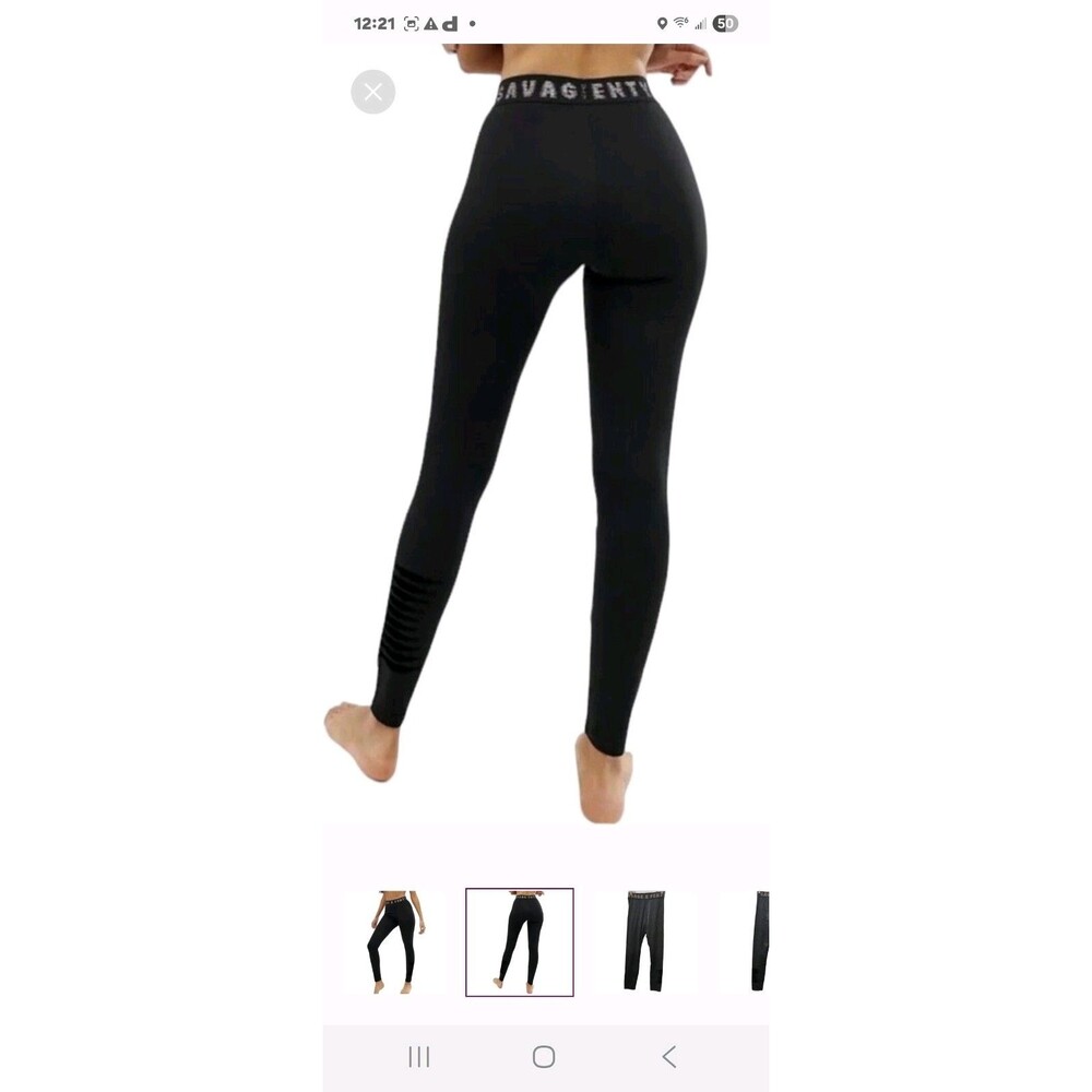 Savage x Fenty Black High-Waist Logo Band Leggings Size S - Picture 3 of 11